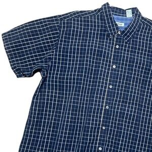 IZOD Mens Plaid Button Down Short Sleeve Shirt Size XXL